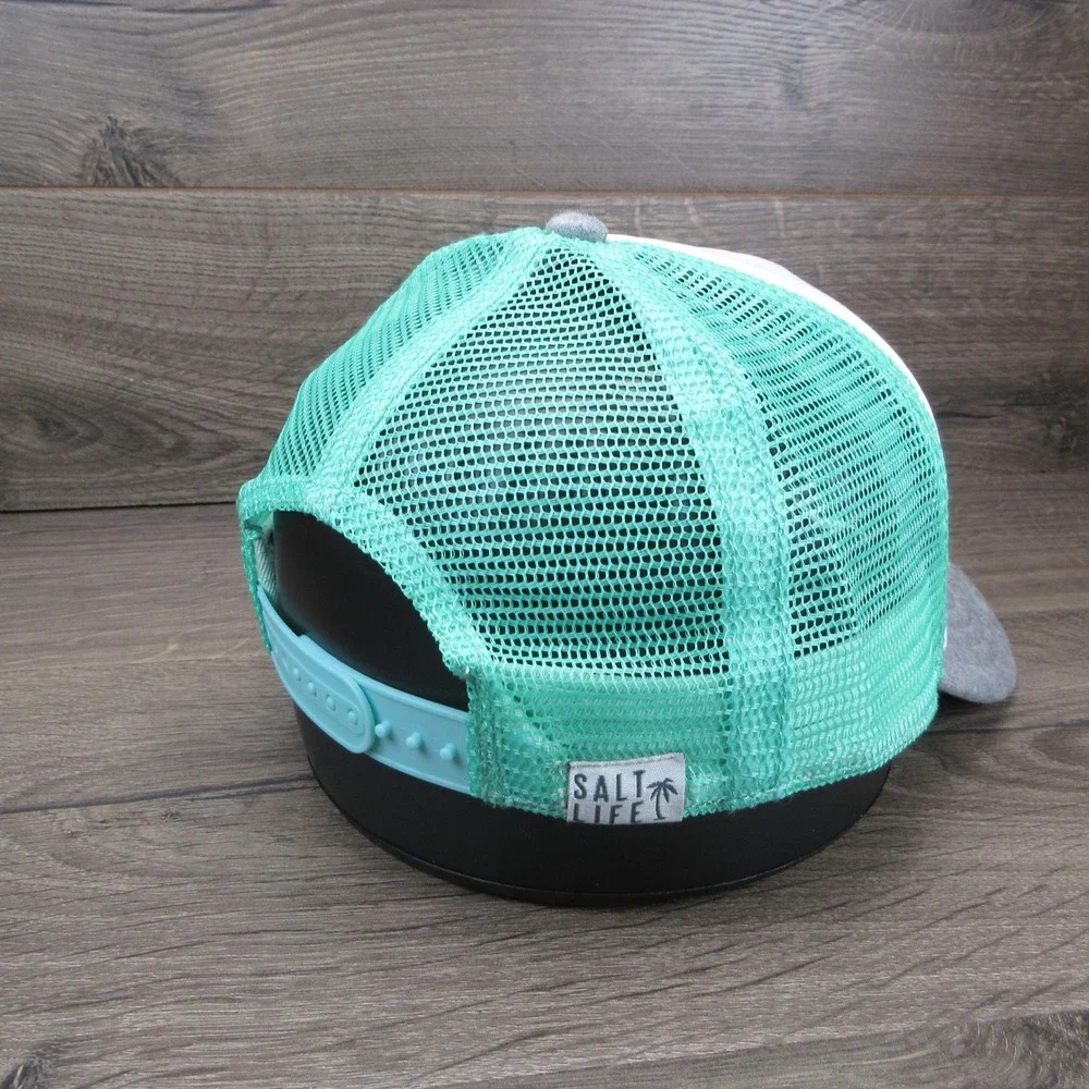Salt Life Hat Salty Mama Cap Womens Snap Back White Green Beach Trucker